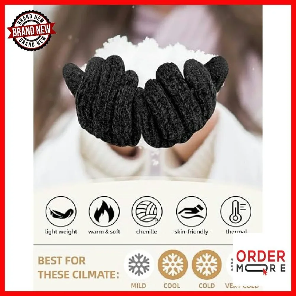 Women's Fleece Lined Touchscreen Winter Gloves - Chenille Warm